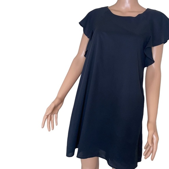 LuLu's shift sheath dress black flutter sleeves boxy mini lightweight SZ S - Picture 7 of 11